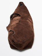 Split leather maxi tote bag