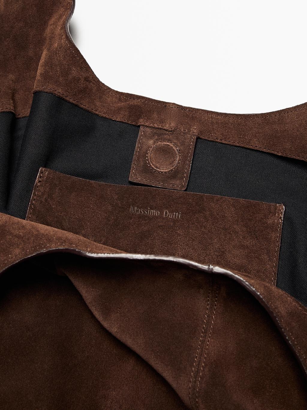 Split leather maxi tote bag