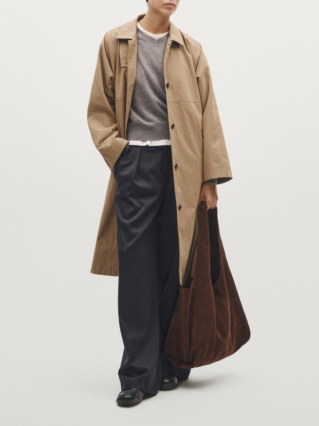 Split leather maxi tote bag