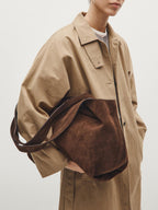 Split leather maxi tote bag