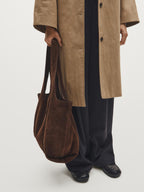 Split leather maxi tote bag