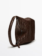 Nappa leather woven bucket bag