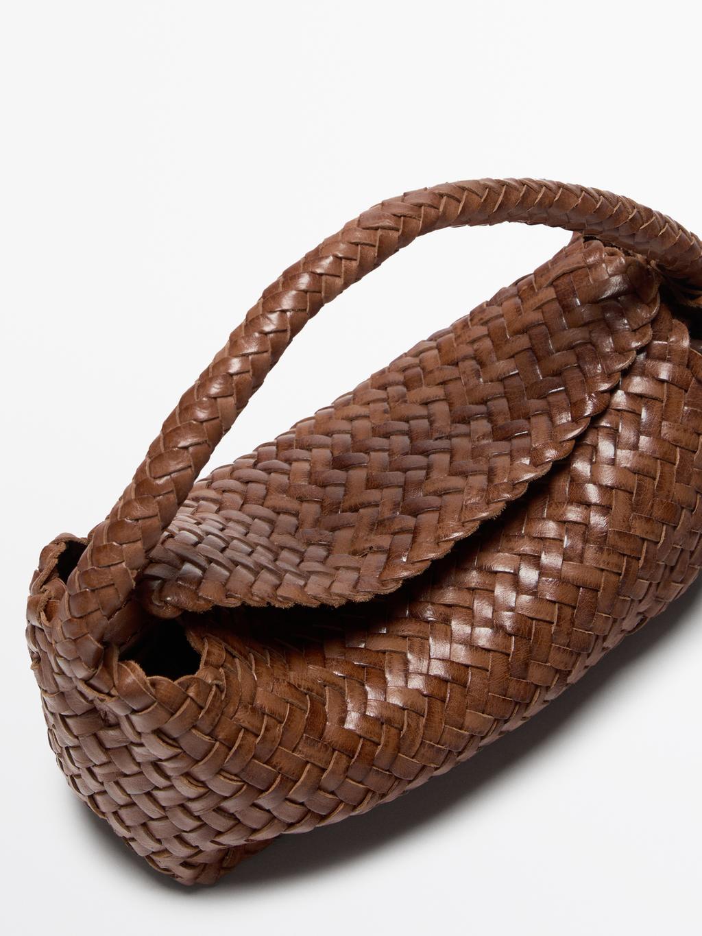Braided nappa leather crossbody bag
