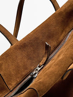 Split suede leather west satchel bag
