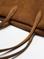 Split suede leather west satchel bag