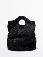 Large crochet knit leather bag - LIMITED