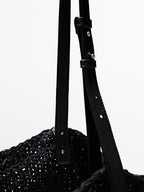 Large crochet knit leather bag - LIMITED