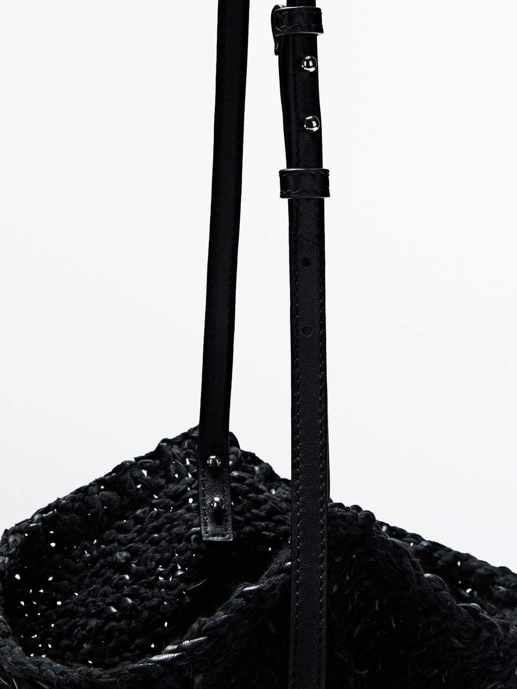 Mid-size crochet knit leather bag - LIMITED