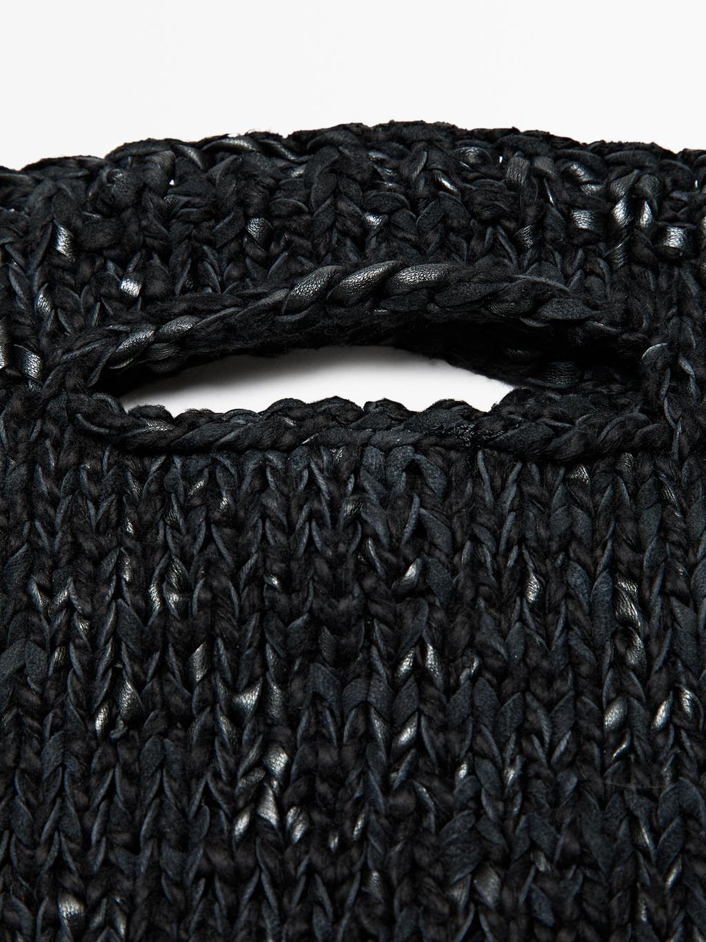 Mid-size crochet knit leather bag - LIMITED