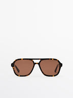 Tortoiseshell-effect aviator sunglasses