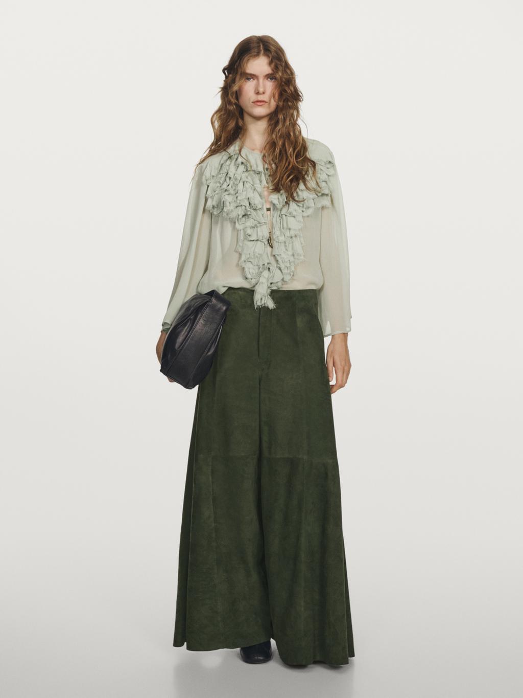 Suede leather wide-leg trousers - STUDIO