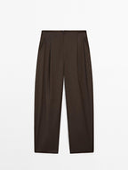 100% wool wide-leg darted trousers - STUDIO