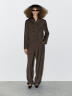 100% wool wide-leg darted trousers - STUDIO