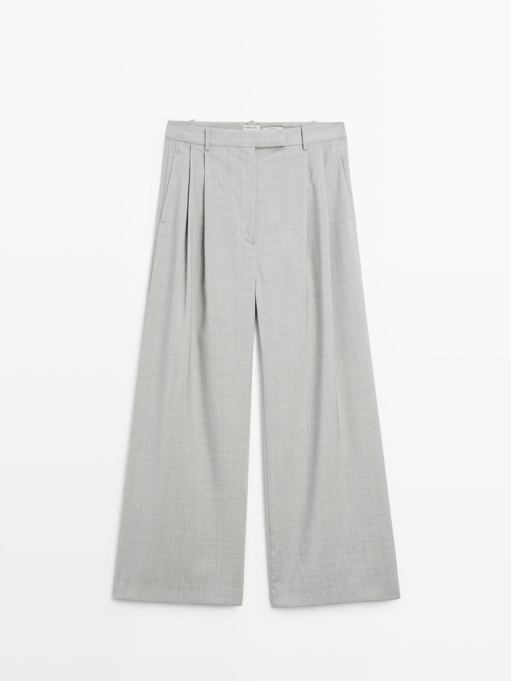 100% wool wide-leg trousers with darts - STUDIO