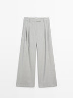100% wool wide-leg trousers with darts - STUDIO