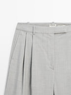 100% wool wide-leg trousers with darts - STUDIO