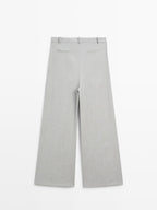 100% wool wide-leg trousers with darts - STUDIO