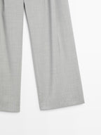 100% wool wide-leg trousers with darts - STUDIO
