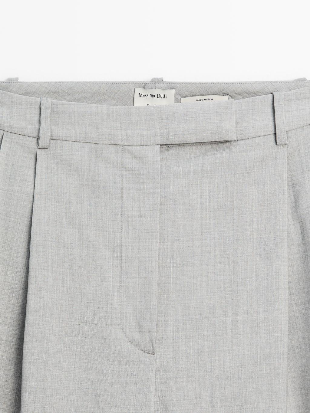 100% wool wide-leg trousers with darts - STUDIO