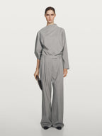 100% wool wide-leg trousers with darts - STUDIO