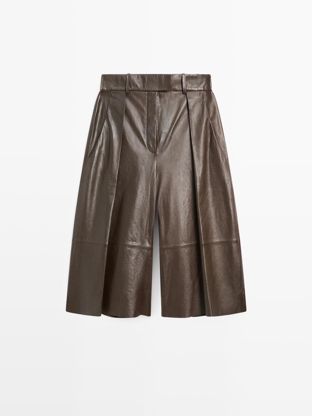 Long nappa leather Bermuda shorts with darts - STUDIO