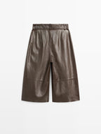 Long nappa leather Bermuda shorts with darts - STUDIO