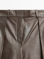 Long nappa leather Bermuda shorts with darts - STUDIO
