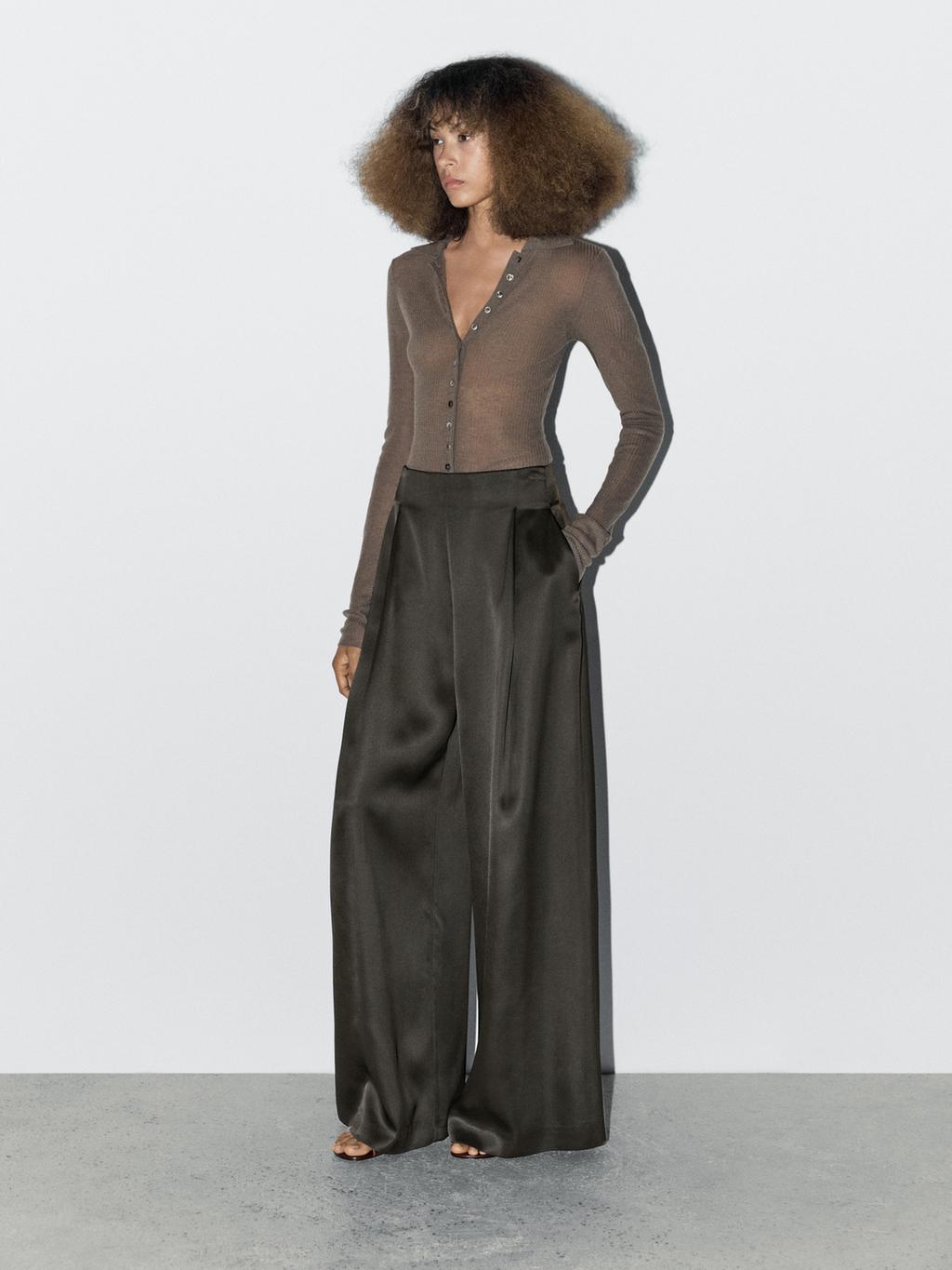 Satin wide-leg trousers - STUDIO