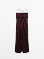 Draped satin midi dress - STUDIO