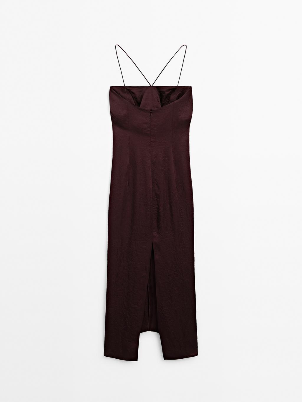 Draped satin midi dress - STUDIO