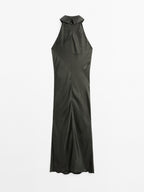 Satin midi dress with bow detail - Studio