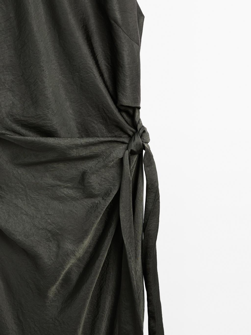 Satin midi dress with bow detail - Studio