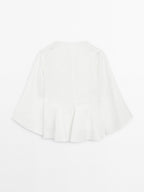 100% linen blouse with godet details - STUDIO