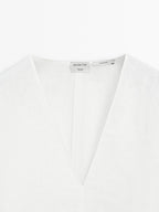 100% linen blouse with godet details - STUDIO