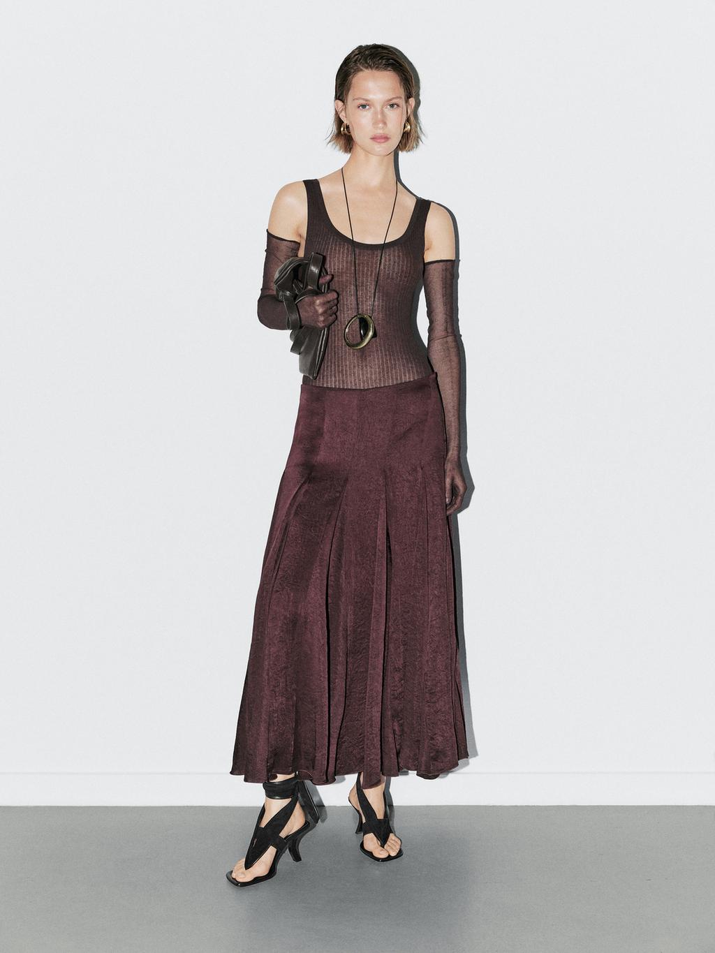 Flowing midi skirt with godet details - STUDIO