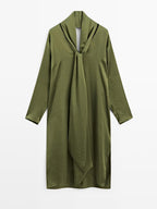 Long V-neckline blouse with tie detail - STUDIO