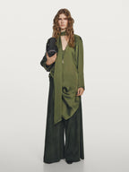 Long V-neckline blouse with tie detail - STUDIO