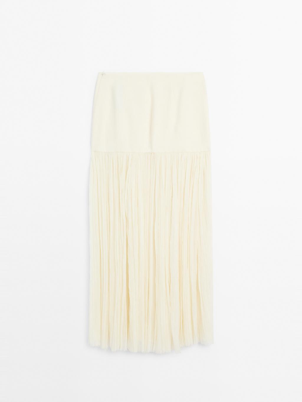 Long silk blend skirt with sash - STUDIO