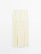 Long silk blend skirt with sash - STUDIO