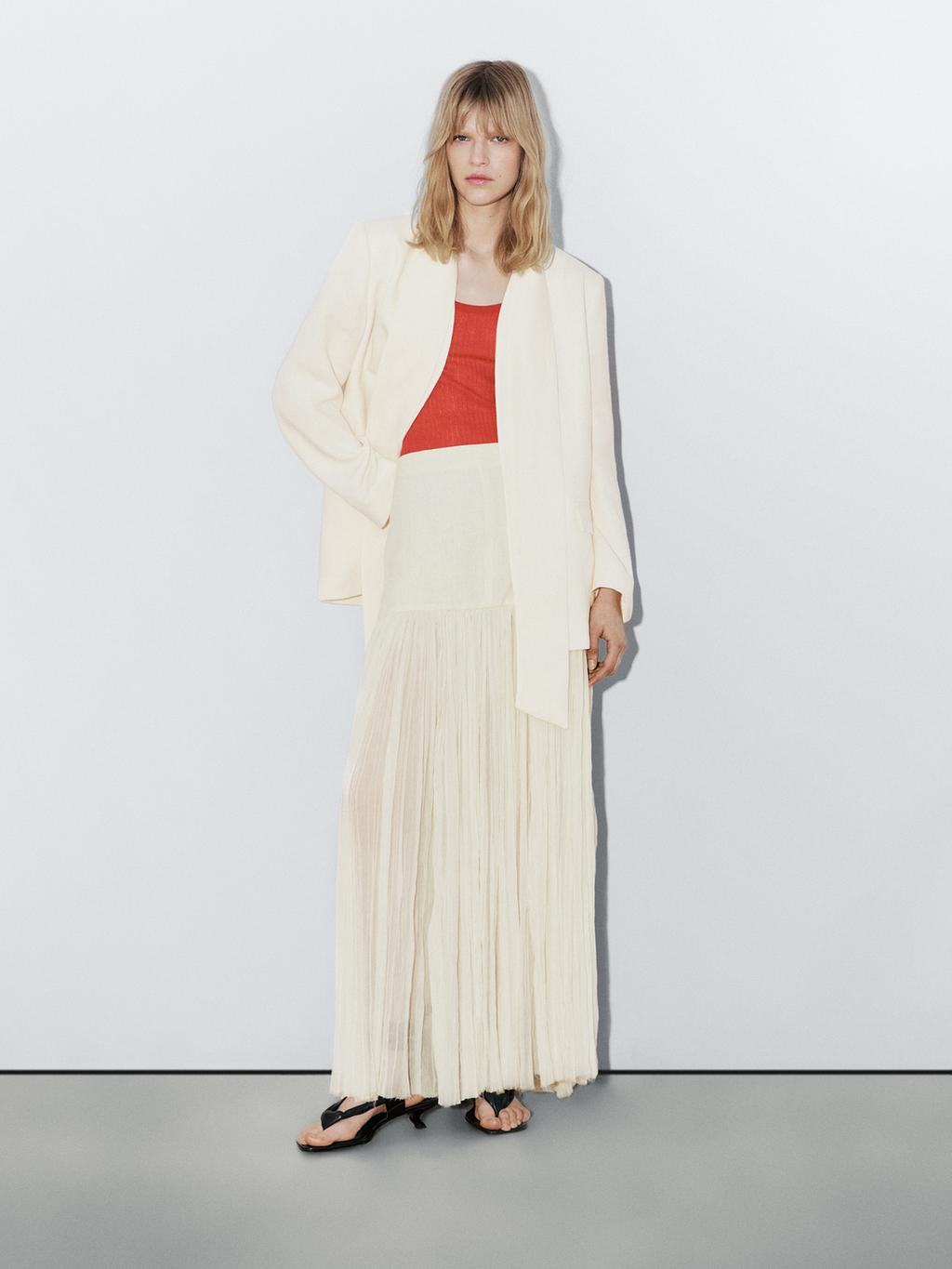 Long silk blend skirt with sash - STUDIO