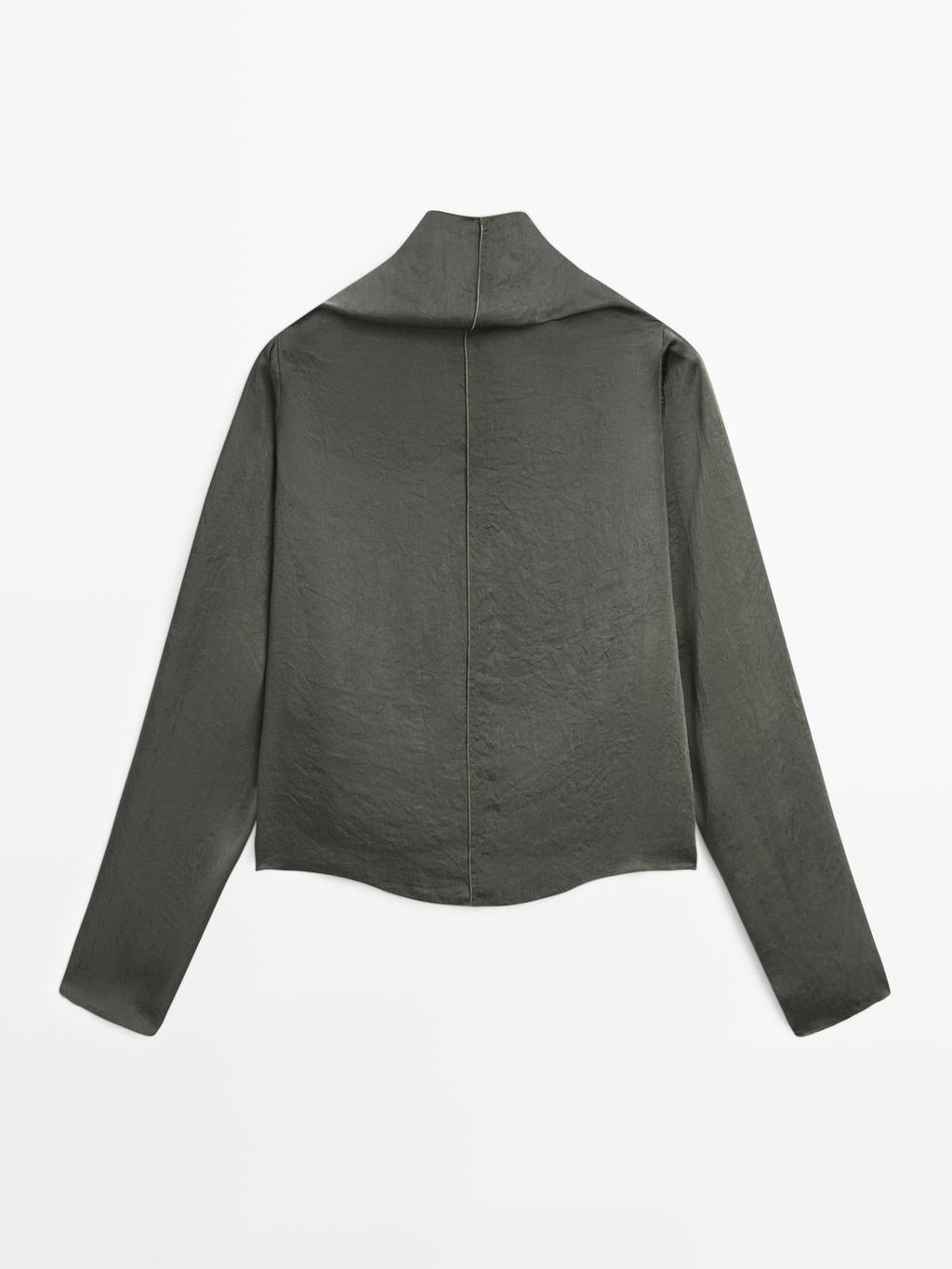 Flowing short satin blouse - STUDIO