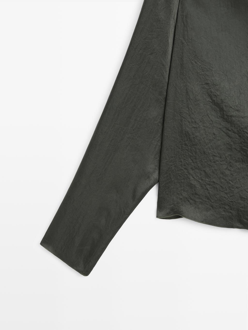 Flowing short satin blouse - STUDIO