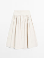 100% linen midi skirt with yoke - STUDIO