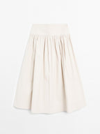 100% linen midi skirt with yoke - STUDIO