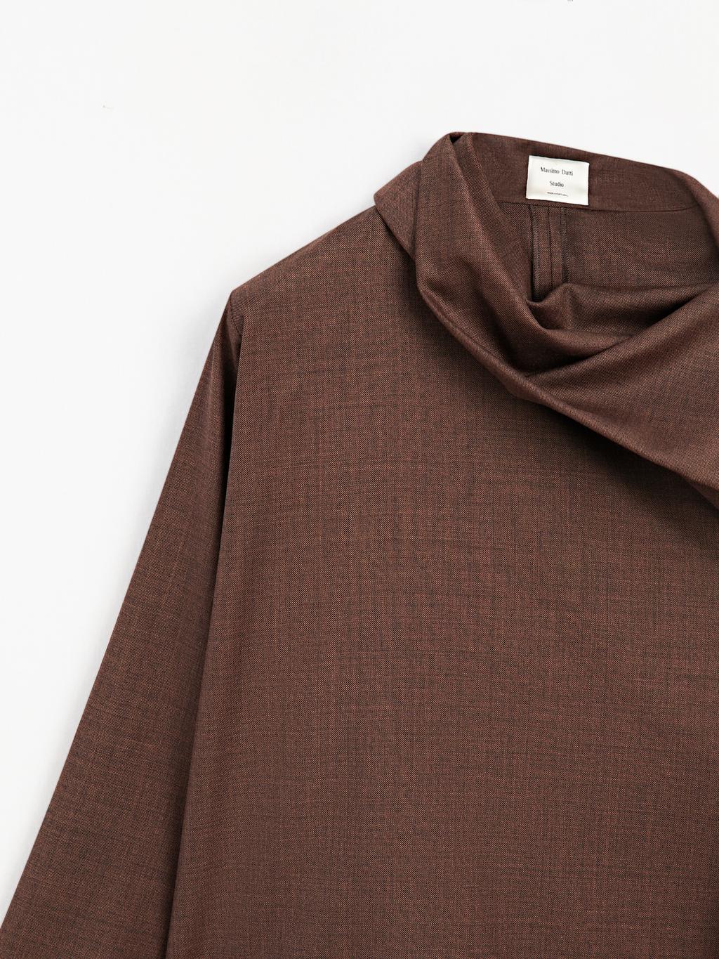 100% wool voluminous neck blouse - STUDIO