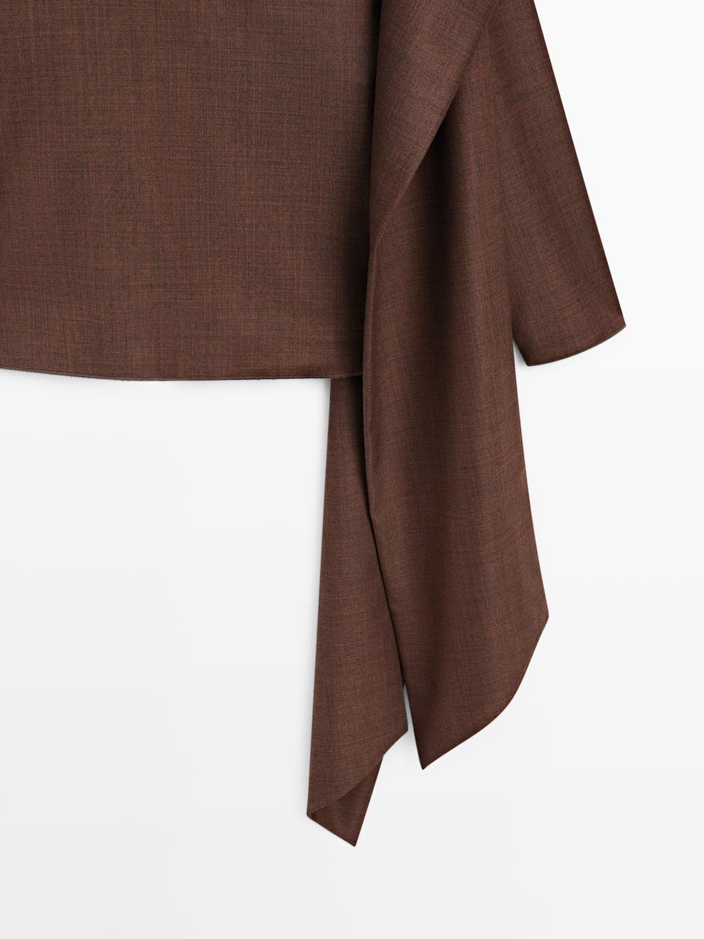 100% wool voluminous neck blouse - STUDIO