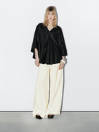 100% linen flowing cape-style oversize blouse - STUDIO