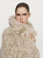Short leather coat with fur - STUDIO