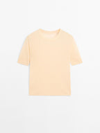 100% wool short sleeve fine knit sweater - STUDIO