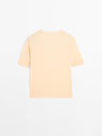 100% wool short sleeve fine knit sweater - STUDIO